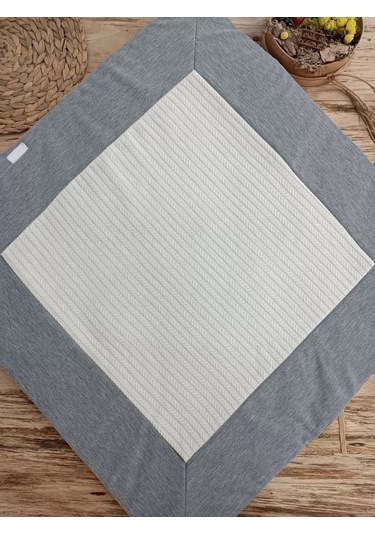 Yenidoğan Teri Cotton Taç Nakışlı Prizma Taş Kundak Bebek Battaniyesi Krem Çok Renkli