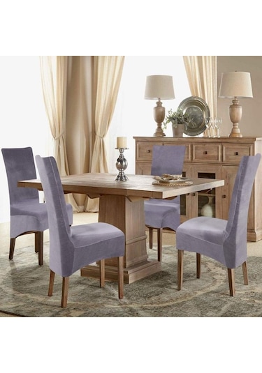 Jms Lacivert Streç Kadife Çıkarılabilir Yıkanabilir Büyük Yumuşak Yemek Sandalyesi Slipcovers Kapakları