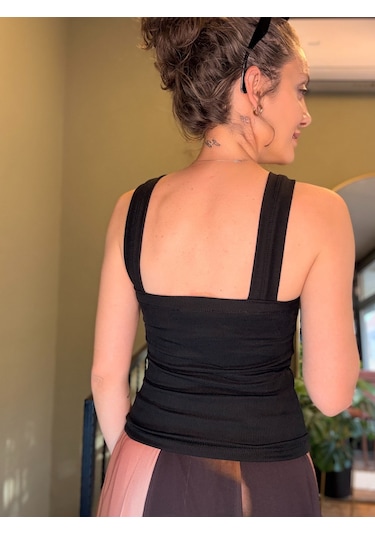 Ali Butik Siyah Kaşkorse Sırtı Açık Atlet