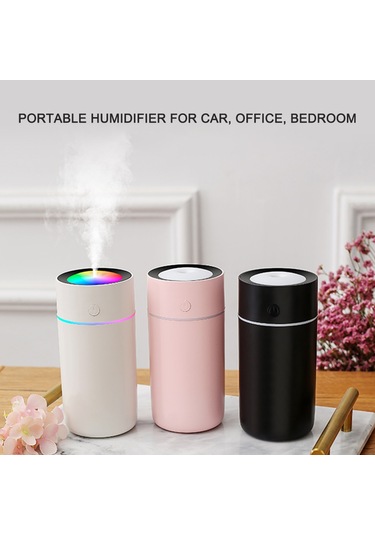 Moveevo Usb Nemlendirici Siyah 320ml Büyük Depo 40ml/saat Fırtına Miktarı Sessiz Çalışma 7 Renkli Gece Lambası Otomatik Kapatma