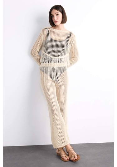 DeFacto Straight Fit Esnek Belli Kroşe Plaj Pantolonu F7461AX25HSER105