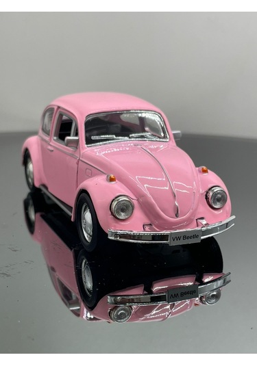 Volkswagen Beetle 1:32 Ölçek Metal Çek Bırak Model Araba 12 Cm - Pembe