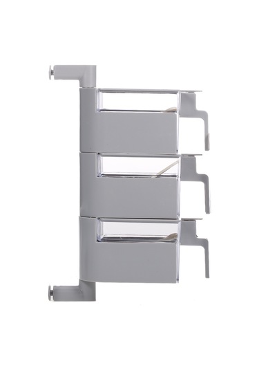 Kosona Duvar Üstü 3 Bölmeli Baharat Kutusu Seti - Deliksiz Yapıştırıcı Montaj - Gri Renk - 3 Kaşık Dahil Diğer