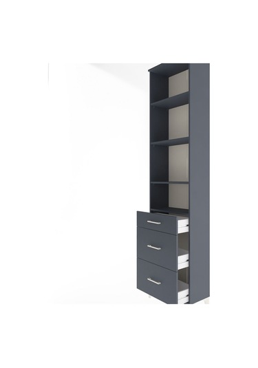 Arges Dolap 4 Raflı 3 Çekmeceli 60x30x243 Antrasit-antrasit Antrasit