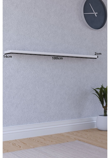 Yankı-BYEG 100 cm Mat Beyaz Mdf Duvar Rafı Gizli Bağlantı Kitaplık