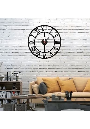Duvar Saati Klasik Roma Rakamlı Geometrik Siyah