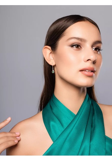 Lamponi 925 Ayar Gümüş Gümüş Kaplamalı Uzun Damla Küpe Agat Taşlı 48956268 Altın