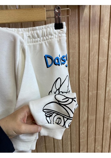 Duck Baskılı Kız Çocuk Eşofman Takım Beyaz