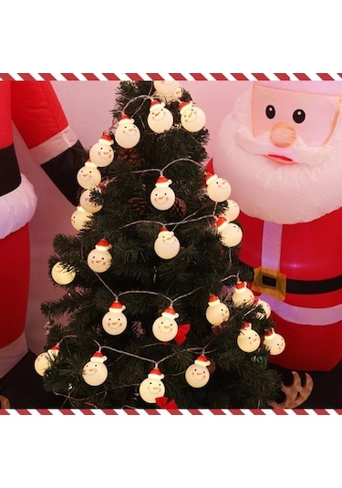Pazly 3 M Noel Işıkları Kardan Adam Kar Tanesi Noel Baba Fener Kolye 1.5m/10led 3m/20led Dekorasyon Malzemesi 3m-style F