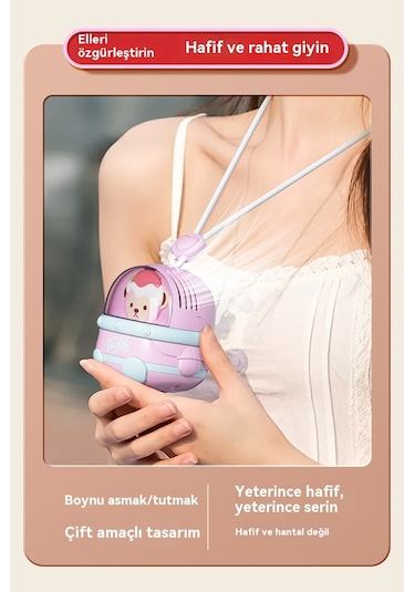 Aurora Açıkton Usb Şarj Karikatür Asılıboyun El Yapraksız Fan Küçük