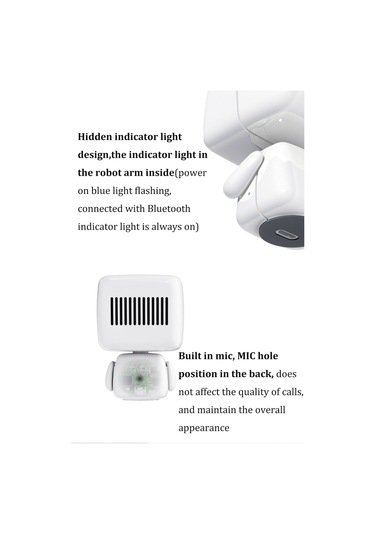 Vkemall Robot Şekilli Bluetooth Hoparlör, Taşınabilir Mini Müzik Çalar, 8 Saat Çalışma Süresi, 8m Bluetooth Mesafesi, Gizli Gösterge Işığı, Gümüş Renk