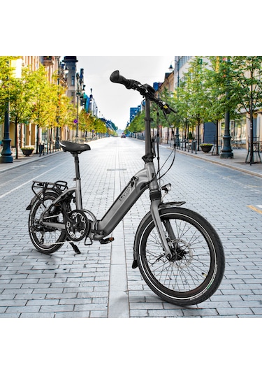 Katlanabilir Elektrikli Bisiklet B13 Pedelec Gri Güçlü 36v 14