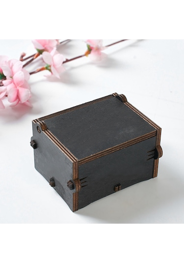 Springsun Ahşap Mekanik Müzik Kutusu - Manuel Çarklı, Pil Gerektirmeyen, Siyah Dekoratif Hediyelik Alet