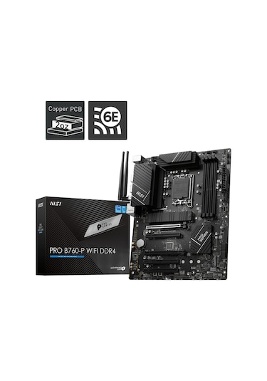 MSI Pro B760-P WIFI DDR4 Intel B760 5333 MHz (OC) DDR4 Soket 1700 ATX Anakart