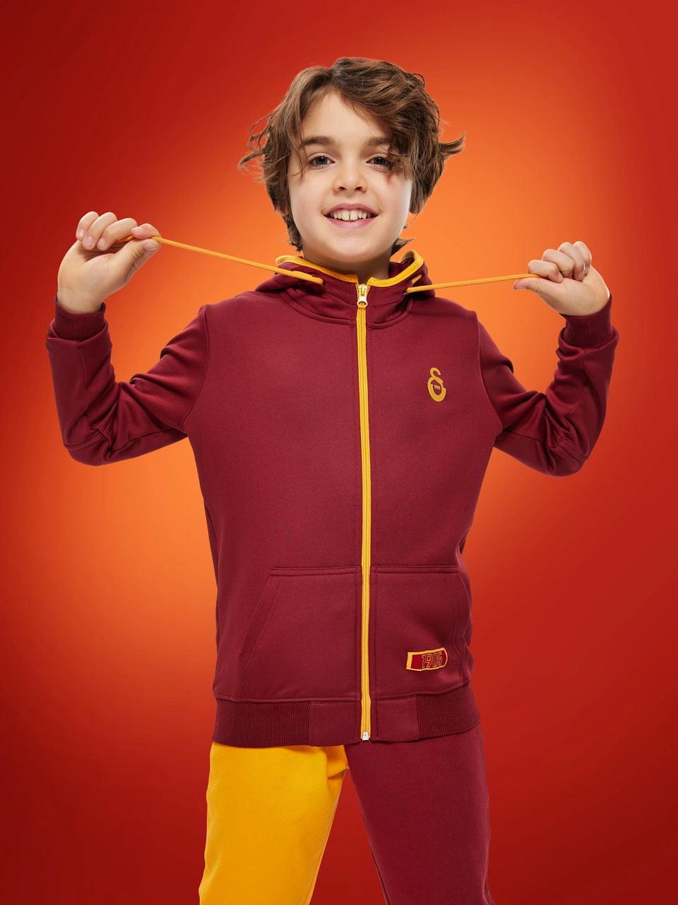 Galatasaray Fermuarlı Çocuk Hoodie C251033 Bordo