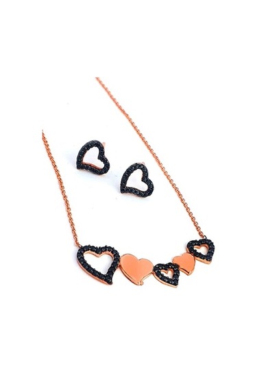 Siyah Oniks Taşlı 925 Ayar Gümüş Aşk Kombini-Standart