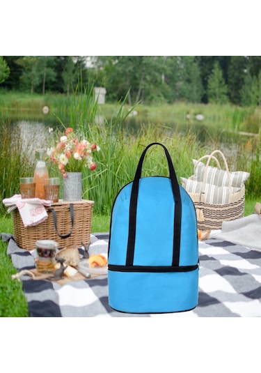 Plaj Çantası Termos Isı Yalıtımlı Sıcak Soğuk Tutucu Çanta 26 L Açık Mavi
