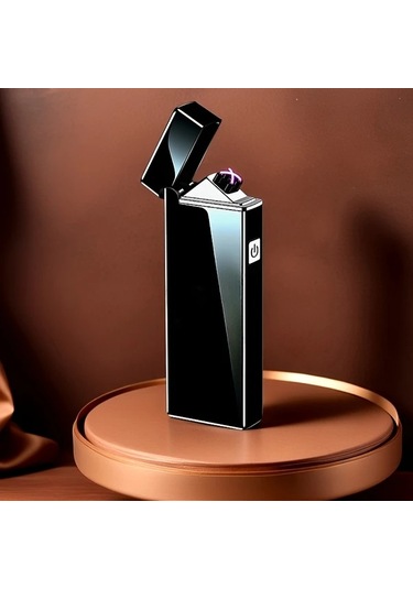 Willowhaven Siyah Pürüzsüz Yüzey Şık Ultra Hafif Usb Şarjlı Rüzgara Dayanıklı Çift Ark Plazma Çakmak Siyah