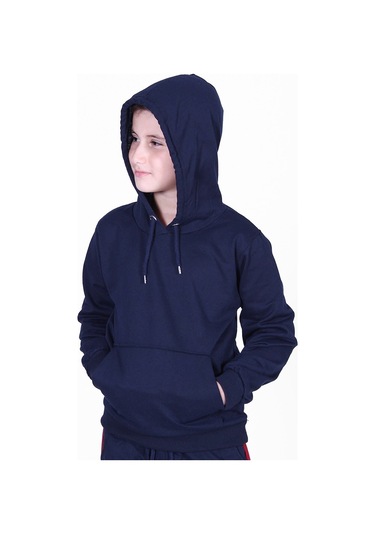 Fyk Kids Düz Kanguru Cepli Kapşonlu Sweatshirt Lacivert