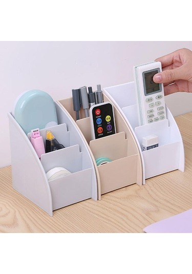 Ganzhoushop Masa Düzenleyici Kaymaz Çok Yönlü 3 Bölmeli Makyaj Fırçası Masa Saklama Kutusu Ofis İçinkhaki