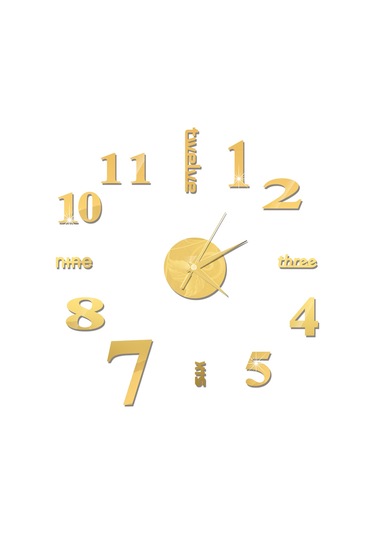 Tenfowee Altın Renkli Dıy Akrilik Yansımalı Sessiz Hareketli Duvar Saati - Otomatik Tam Zamanlı, Ev Dekorasyonu, Salonda Ve Yatak Odasında Kullanım Altın