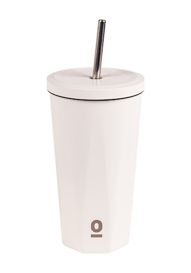 Paslanmaz Çelik Beyaz Pipetli Mug Termos 500 ML No:81