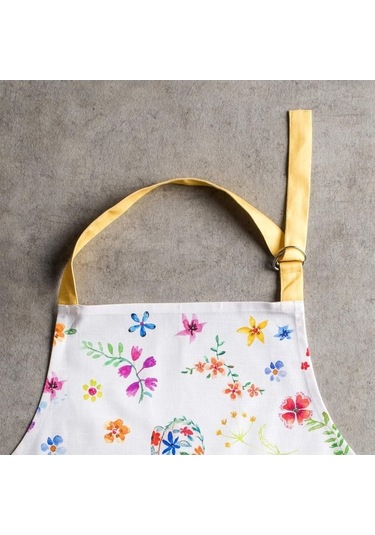 Fastbuy Kadınlar İçin Uzun Bağlı Ayarlanabilir Pamuklu Mutfak Önlüğü 19 Happy Florals Sweety Diğer