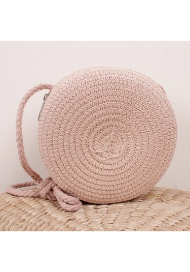 Sevimli Çocuklar Kız Omuz Çantaları Saman Katı Güzel Mini Tatil Çanta Crossbag Pink Pink