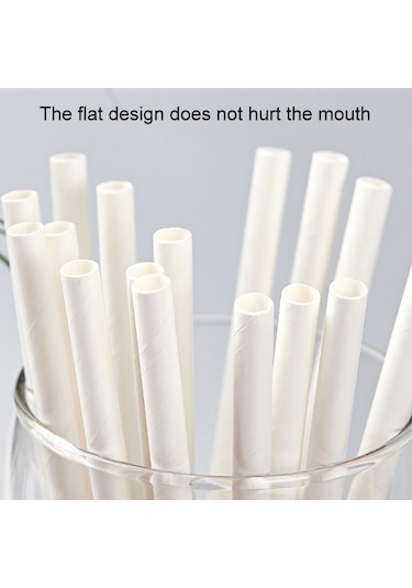 Sones 100 Adet / Paket 6x197mm Tek Kullanımlık Kağıt Pipetler Biyolojik Olarak Parçalanabilir Parti İçme Pipetleri Tatlı Masası Dekorasyon Malzemesi, Renk: Siyah