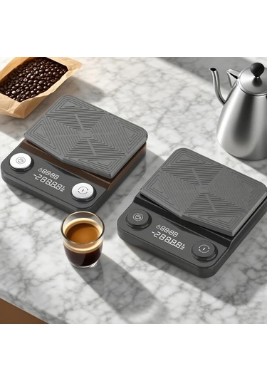 Oldfriend Siyah 3kg Dijital Kahve Terazisi Zamanlayıcılı Usb Şarj Led Tare Mutfak Ölçek Siyah