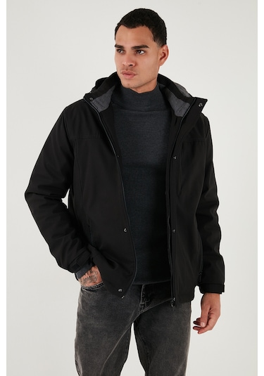 Buratti Regular Fit Çıkarılabilir Kapüşonlu Astarlı Erkek Mont 497Hector Siyah