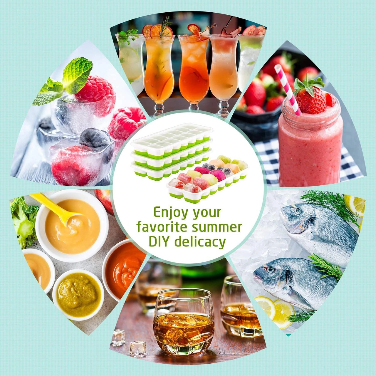 Youtek 4'lü Silikon Buzluk Seti, Kapaklı Hızlı Buz Yapımı, Pratik Kullanım, Pp+tpe Malzeme, Soğuk İçecekler İçin Çok Renkli