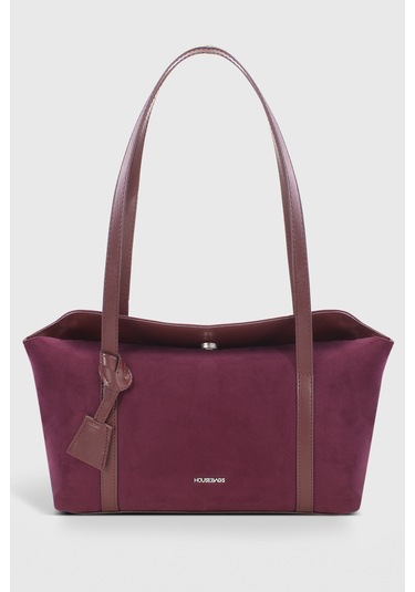 Süet Bordo Kapaklı Bowling Omuz Çantası 270 Süet Bordo