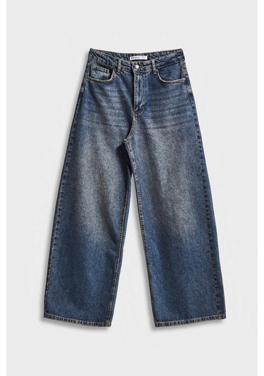 Itsbasic Kadın T.kot Rengi 2w5-8 Palazzo Baggy Fit %100 Koton İç Boy 83cm Denim Jean