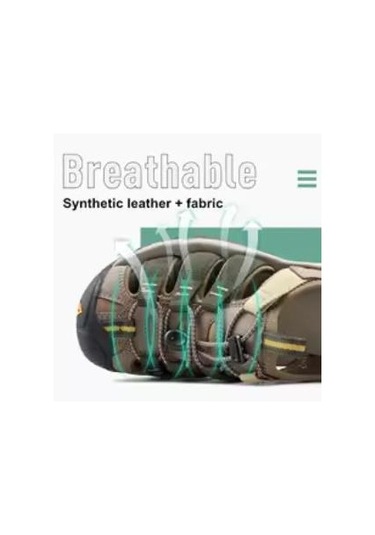 Humtto 710445a Burnu Kapalı İthal Trekking Erkek Sandalet Haki