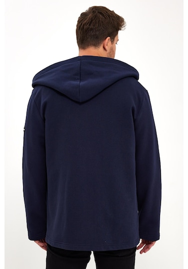 Alexandergardı Kapüşonlu İçi Şardonlu Oversize Hırka E23-607 03 Lacivert