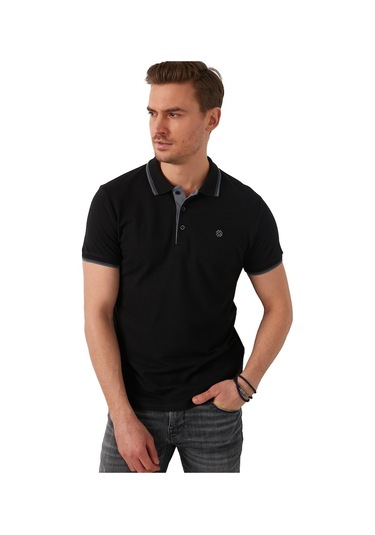 Buratti % 100 Pamuk Düğmeli Regular Fit Erkek Polo Yaka T Shirt 5902118 Siyah