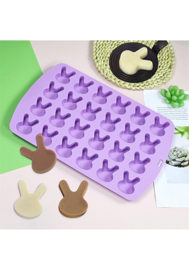 Adet Paskalya Tavşanı Silikon Kalıp Çikolata İçin 24 Boşluk Mor