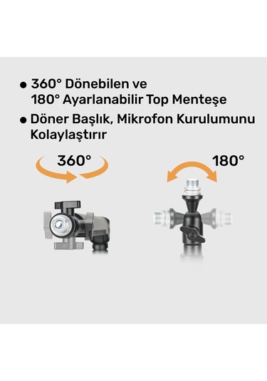 Npo Std131b Stüdyo Tasarım Kablo Yönetimli Amortisörlü Profesyonel Yayıncı Mikrofon Kolu