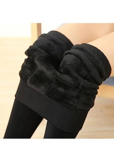 Termal Kışlık Peluş Tayt SiYAH