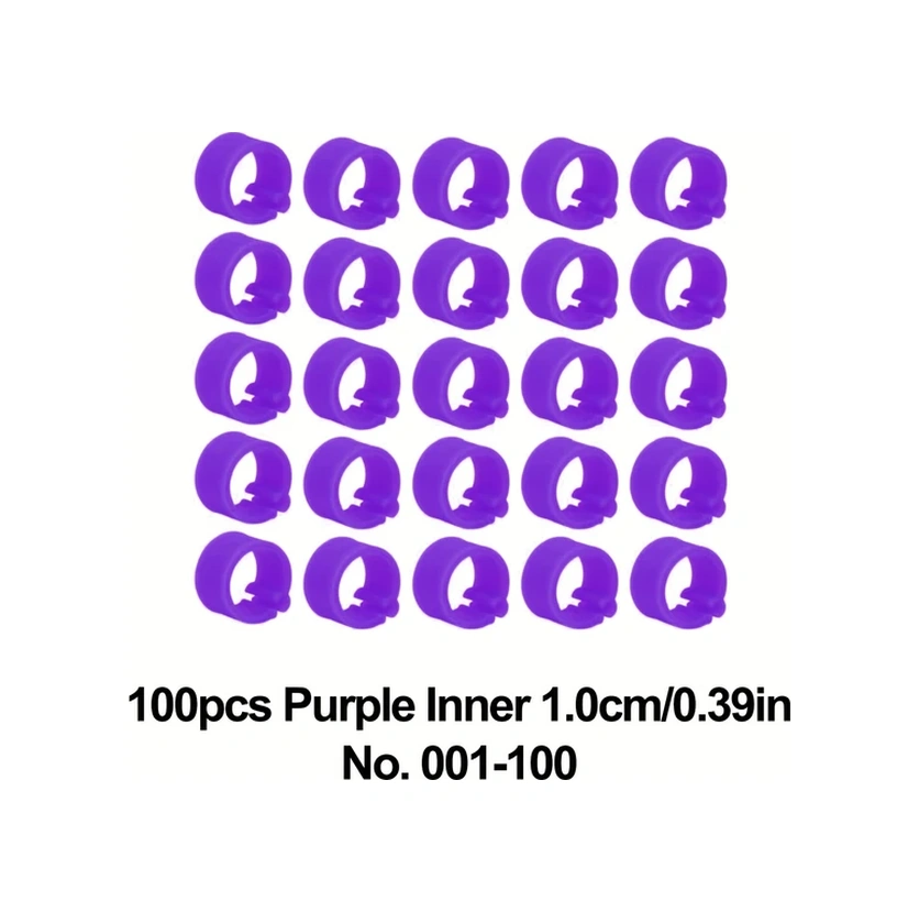 Willowhaven 100 Adet Mor 10mm Kuş Bilezik Halkası 1-100 Numara Kanarya Güvercin Markalama