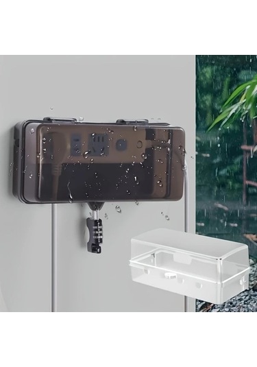 Fastbuy Prizli Beyaz Lüks Elektrik Kutusu Su Geçirmez 6 Priz Zamanlayıcı Uzatma Kablosu Duvara Montaj