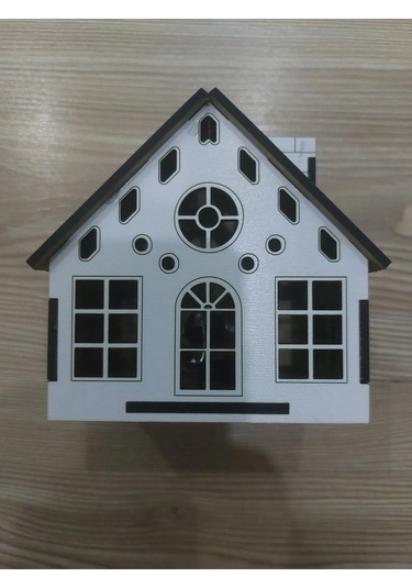 Lavanta Tasarım Işıklı Büyük Dekoratif Ev 5 Beyaz