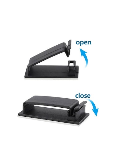 Koodmax 25 Adet Fc-50 Kablo Kelepçesi Klipsi - Sabitleme - Duvar Kablo Tutucu - Yapışkanlı - Siyah