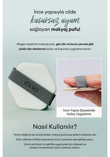 Altıgen Şekliyle Kolay Uygulama Sağlayan Makyaj Pufu Clıo Kill Cover Skin Fixer Cushion Puff