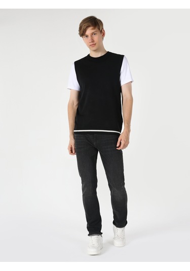 Colin's Slim Fit Siyah Erkek Triko Kazak CL1064522_Q1.V1_BLK