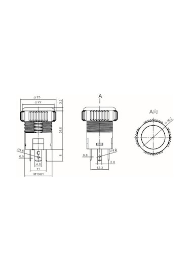 19mm 12v 20a Power Logolu Kırmızı Işıklı 1-0 Elektrik Anahtarı
