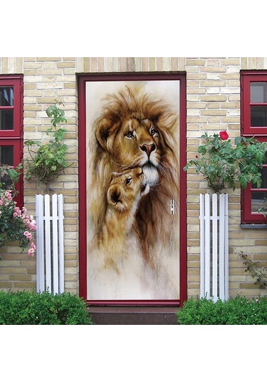 Aslan Ve Doğa İfade Boyama Kapı Etiket Ev Ev Kapısı Etiket Duvar Sanatı Kapı Buzdolabı Mıknatısı Posteri Yaratıcı Diğer