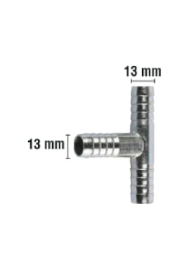 Rakor Metal T Tip Hortum İçin 13mm 2 Adet 5"