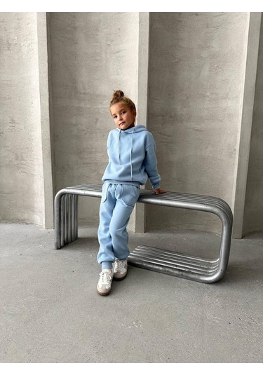 Üç İplik Kapüşonlu Şardonlu Takım Krem - Yeşil